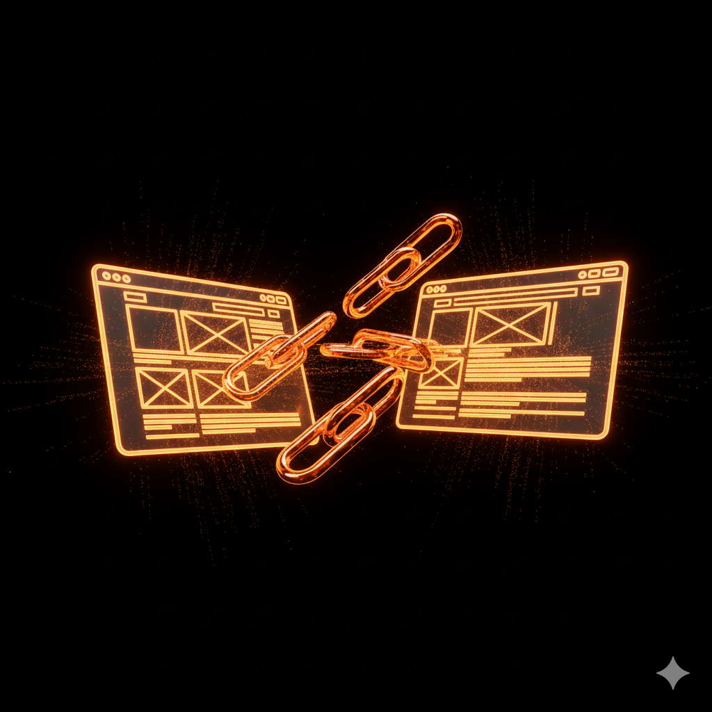 صورة توضح ارتباط مواقع متعددة بروابط Backlinks للدلالة على بناء الروابط الخارجية ضمن خدمات تحسين محركات البحث.