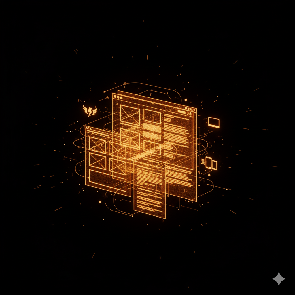 تصميم يوضح هيكلة الموقع والصفحات والكود لتطبيق SEO التقني وتحسين الأرشفة والسرعة.